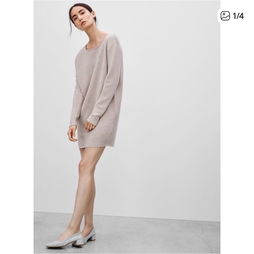 Aritzia - Campanule Ribbed Long Sleeve Dress in Taupe